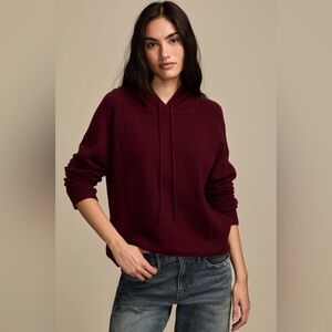 Lucky Brand Cashmere Hoodie Sweater in Burgundy Red NWT